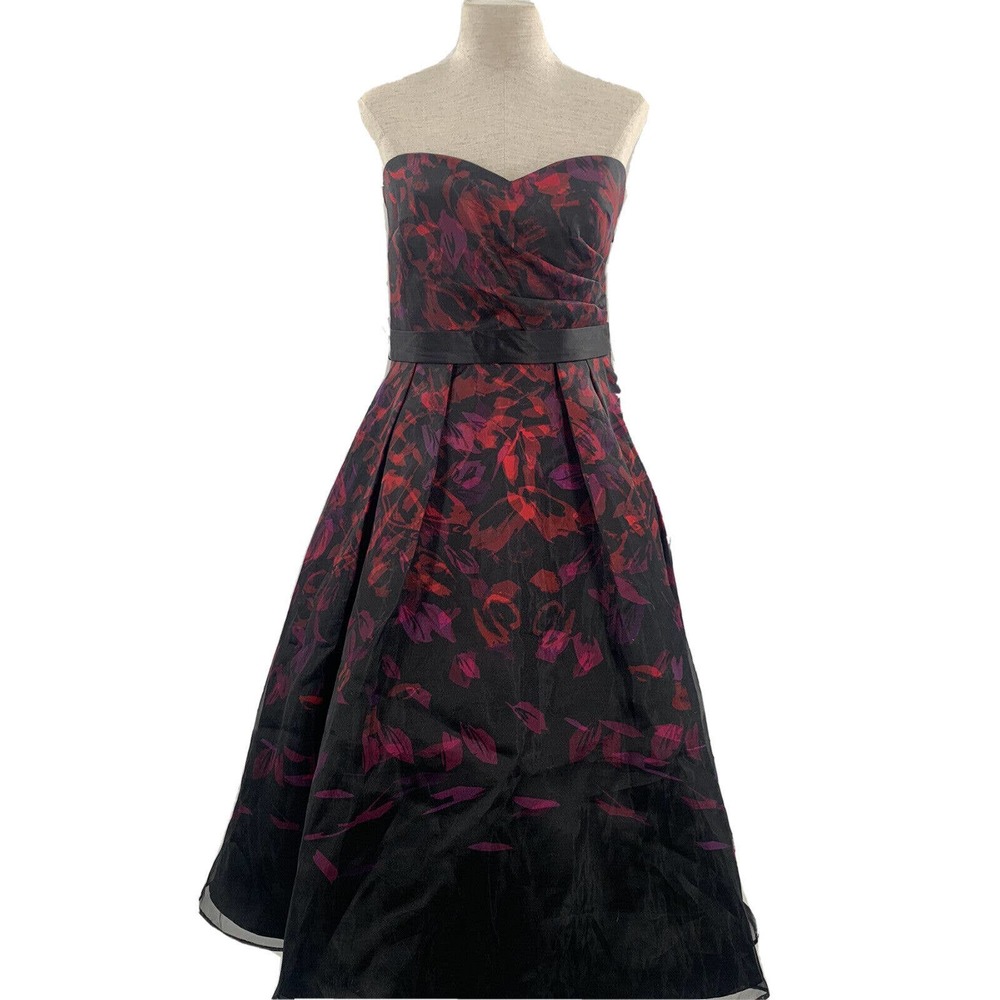 Aidan Mattox Strapless Floral Print Organza Dress Gown 12 NWT! $219.99